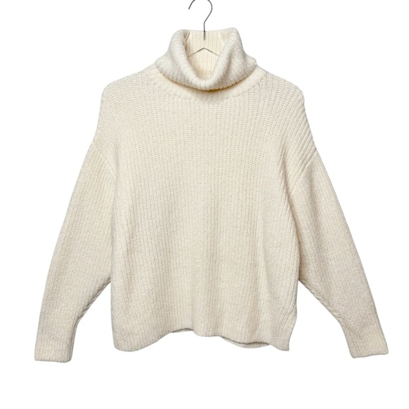 Zara Wool Blend Cream Chunky Cozy Women’s Turtleneck Sweater M - Picture 2 of 11